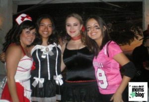 Amanda F. having fun with friends at a college Halloween party