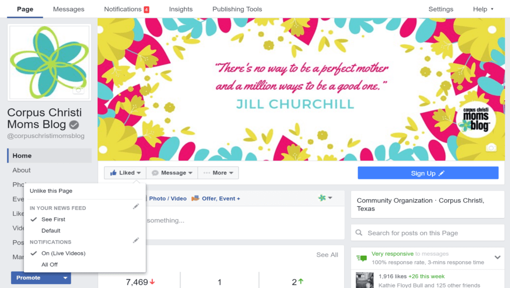 How to Adjust Notifications On Our Facebook Page- Corpus Christi Moms Blog