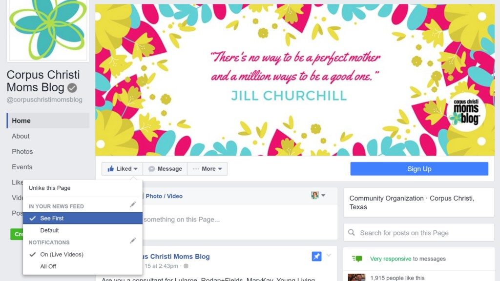 How to Follow and See Updates on Facebook Page- Corpus Christi Moms Blog
