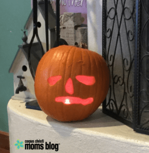 carved-pumpkin-My Love Affair with Fall and All Things Pumpkin- Wreath- Corpus Christi Moms Blog