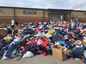 Hurricane Harvey disaster donations quickly piled up, littering the already-crumbling landscape.