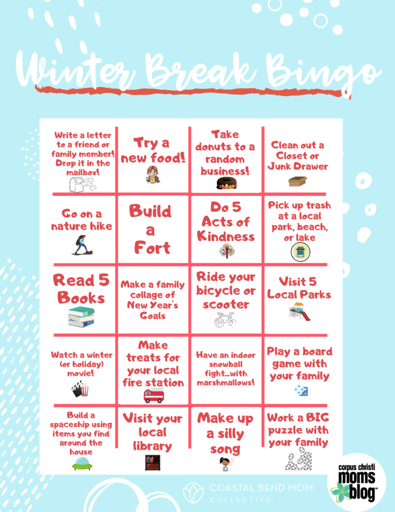 Boredom Busters : Winter Break Bingo : Coastal Bend Mom Co : Corpus Christi Moms Blog