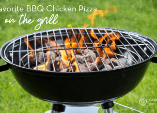 BBQ chicken pizza on the grill
