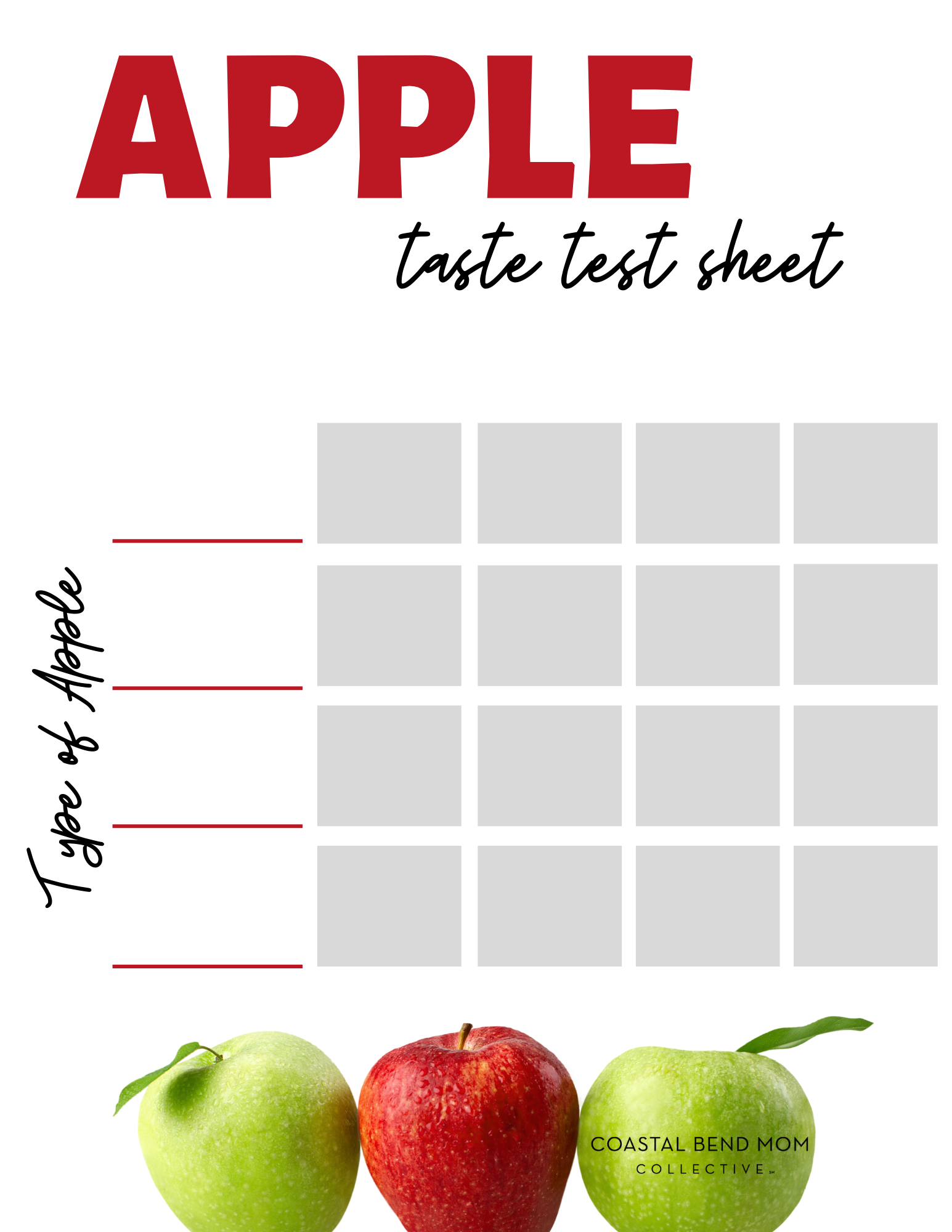 Apple Taste Test Free Printable