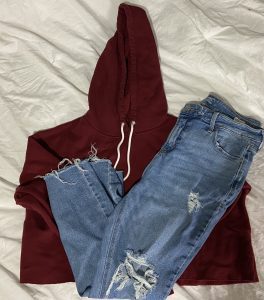 jeans and hoodie