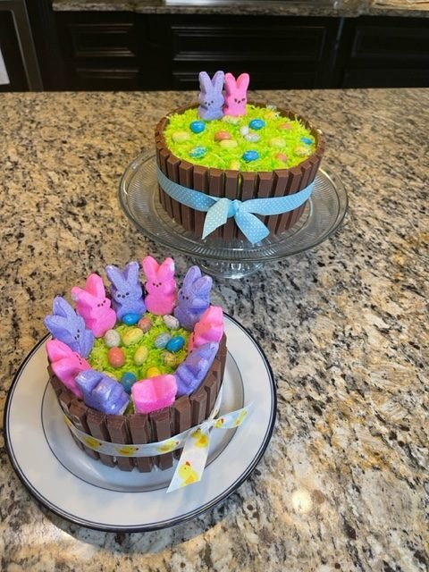 Picture of 2 decorated Easter Basket cakes