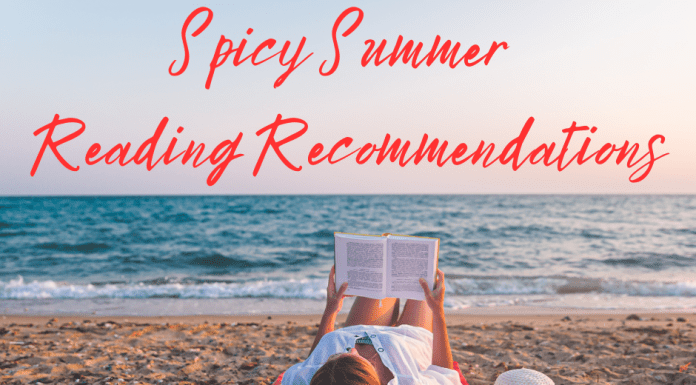 Spicy Summer Reading Recommendations with picture of a lady reading on the beach